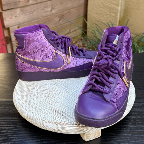 Nike Blazer Mid Night Purple Women's 7 Mid Top Basketball Sneakers Embroidered - Picture 3 of 14